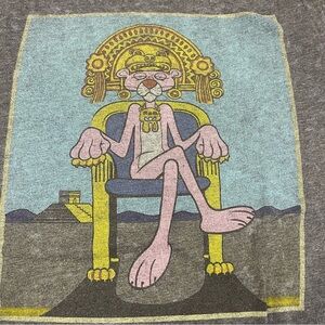 Gray Graphic Tee with Pink Character